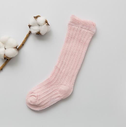 Kinderen Sokken Mesh Boog Baby Sokken Zomer Dunne Anti-Muggen Sokken Bubble Mond Verticale Gestreepte Mesh Sokken: Pink Knee Mesh