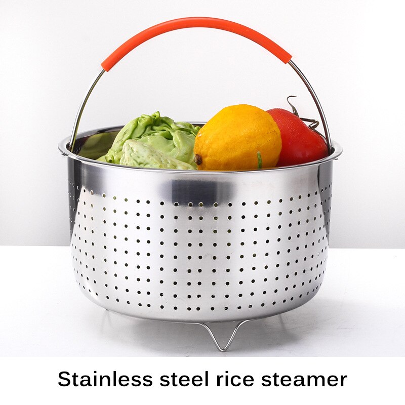 304 Stainless Steel Rice Cooker Steam Basket Pressure Cooker Anti-Scald Steamer Multi-Function Kitchen Fruit Cleaning Basket