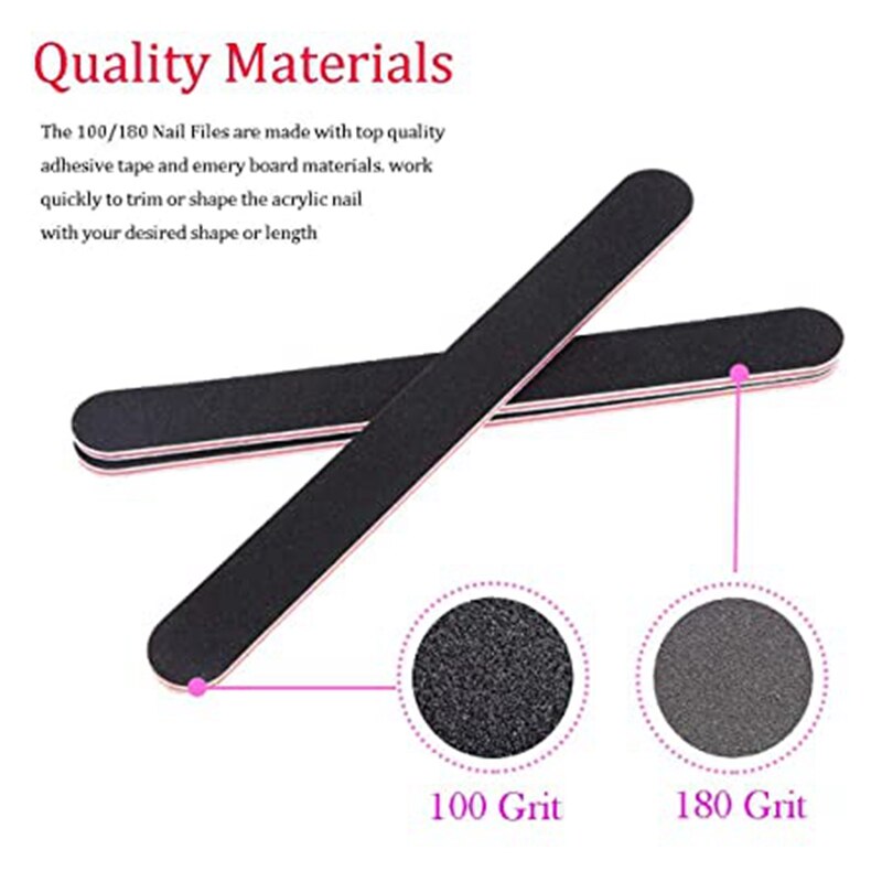 Nail File and Buffer Manicure Tool Kit 18Pc Nail Art Buffer Block 18Pc 100/180 Grit Doublesided Nail Files