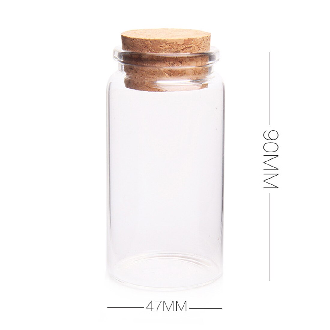 5 st 47*90mm 100ml glasflaska önskar flaska tom provförvaringsburk med korkpropp - transparent