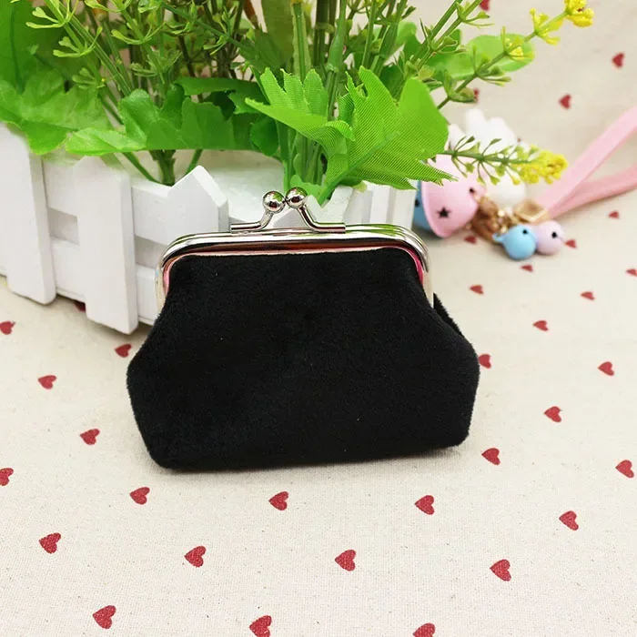 Myntpung med oljevoks i skinn, 4- tommers spenne, mini-lommebok, myntveske, leppestift-oppbevaringsveske, dame-clutch-veske: Svart