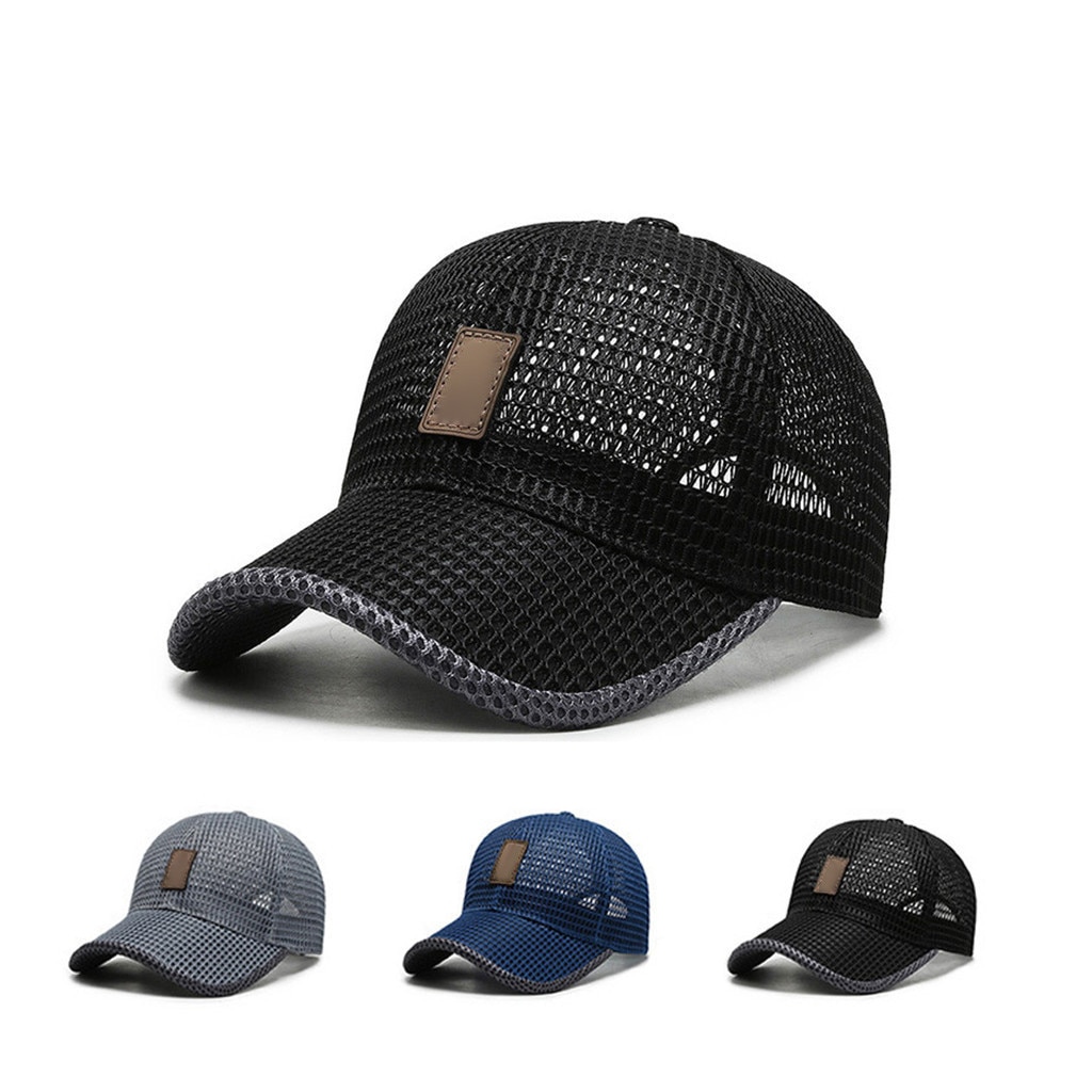 Summer Extended Eaves Full Mesh Baseball Cap Outdoor Breathable Shade Mesh Cap Adjustable Hat Women Men Straw Casual Hats