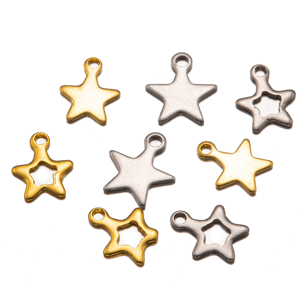 Dijes de estrella de acero inoxidable para pulseras hechas a mano DIY, pendientes, materiales de fabricación de joyas, suministros, piezas decorativas, 20 unidades por lote