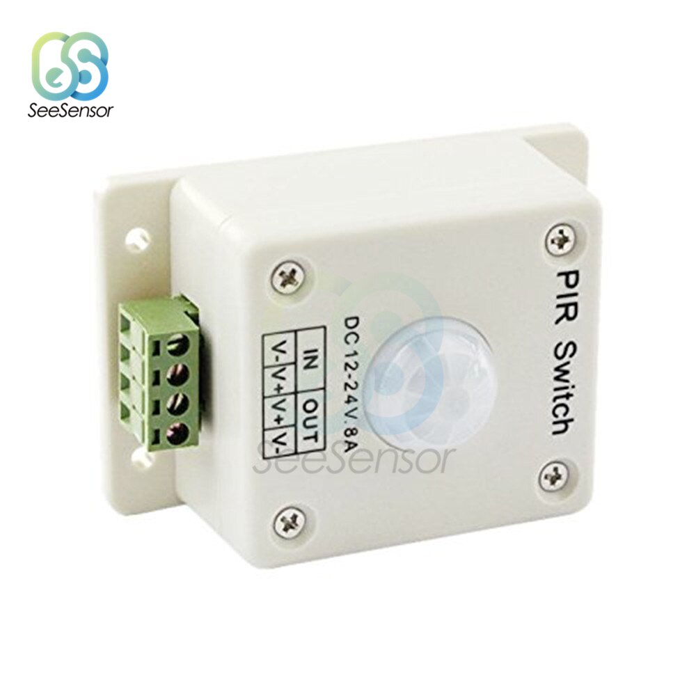 Automatische Passen Pir Motion Sensor Switch Ir Infrarood Detector Licht Schakelaar Voor Led Strip Licht Lamp Dc 12V 24V 8A