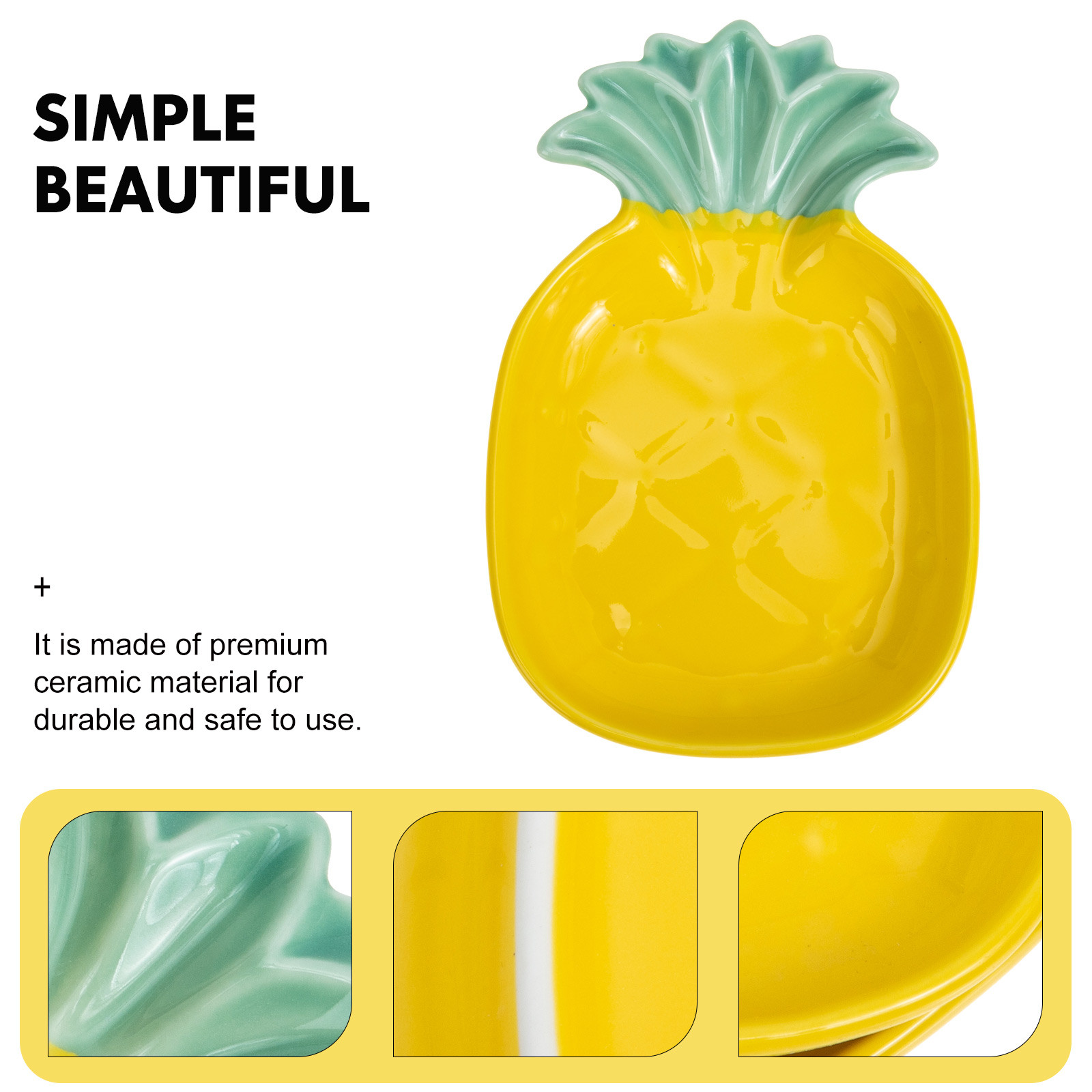 2pcs Ceramic Sauce Dish Pineapple Shaped Relish Plate Seasoning Serving Plate