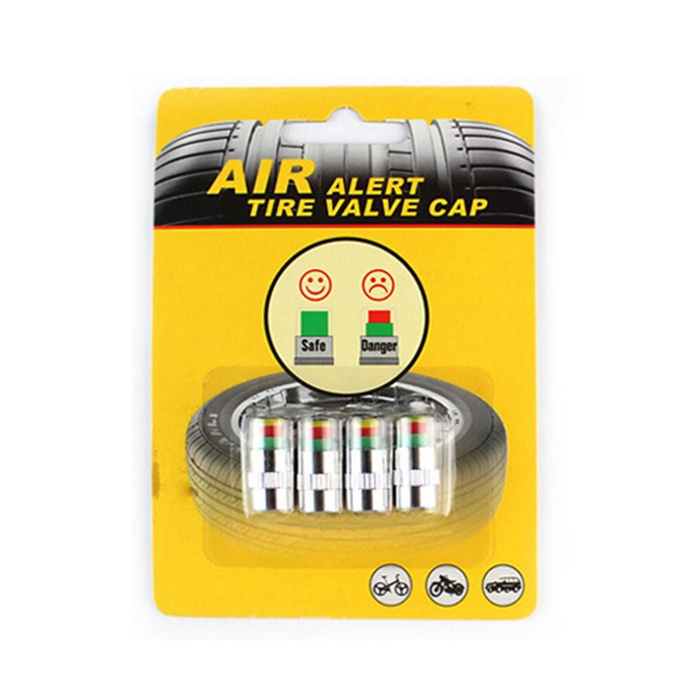 4 unids/set tapa de válvula de control de presión de neumático de coche tapa de válvula de alerta de aire tapa de neumático Sensor de presión Monitor Indicador de tapa de luz