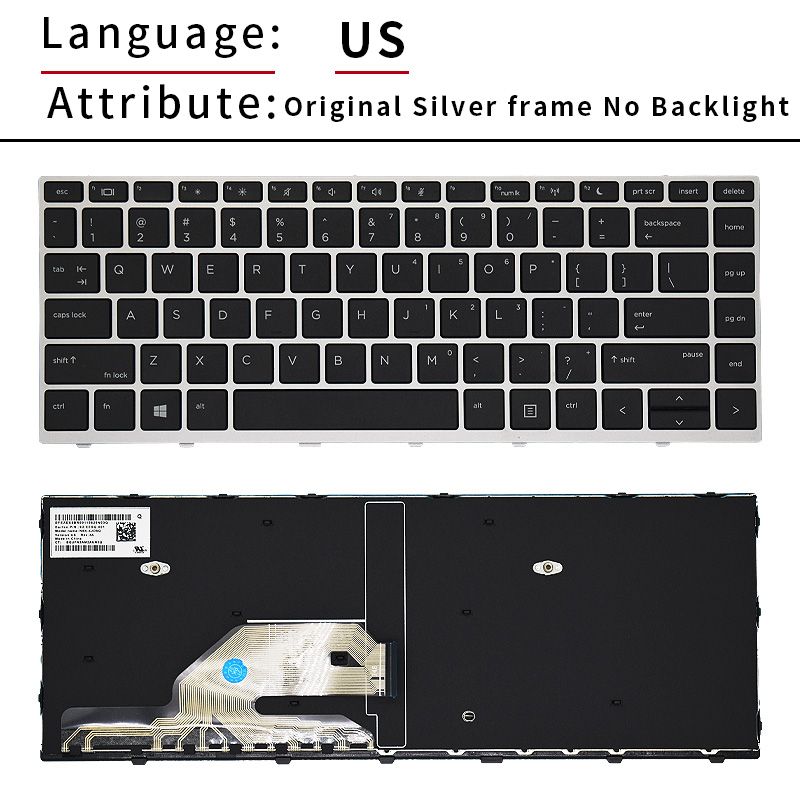 Märkesoriginal för hp probook 430 g5 440 g5 445 g5 640 g4 640 g5 engelskt laptoptangentbord amerikanskt  l01071-001 l00735-001: Lila