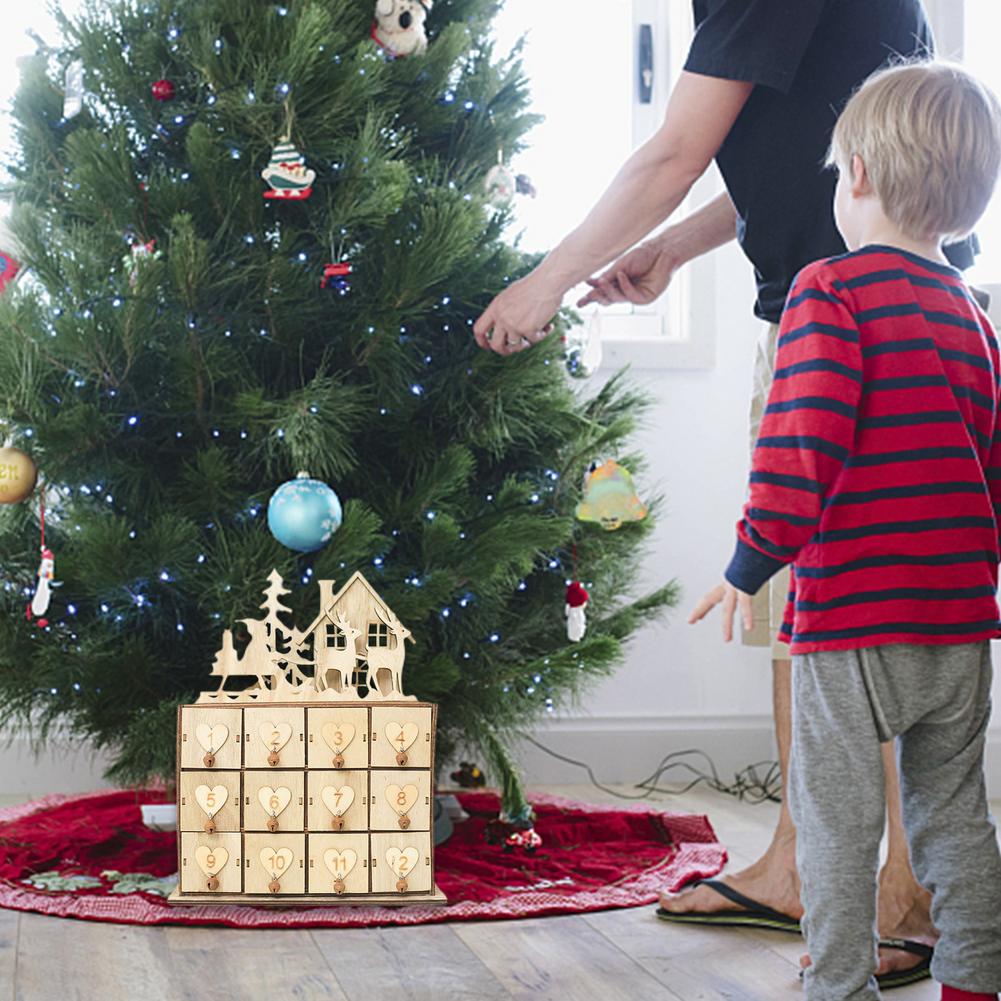 Wooden Advent Calendar With 12 Drawers For Christmas 12 Days Countdown To Christmas Calendar House Wood Christmas Advent Calen