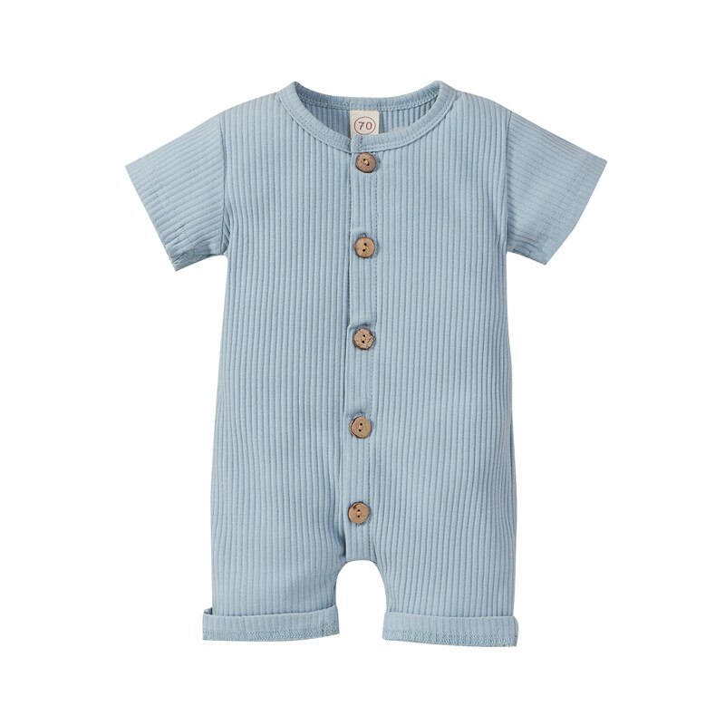 Bbay Boys Girls Casual Romper Solid Color Round Collar Short Sleeve Jumpsuits One-pieces for Boys and Girls Infant Clothing: D / 12M