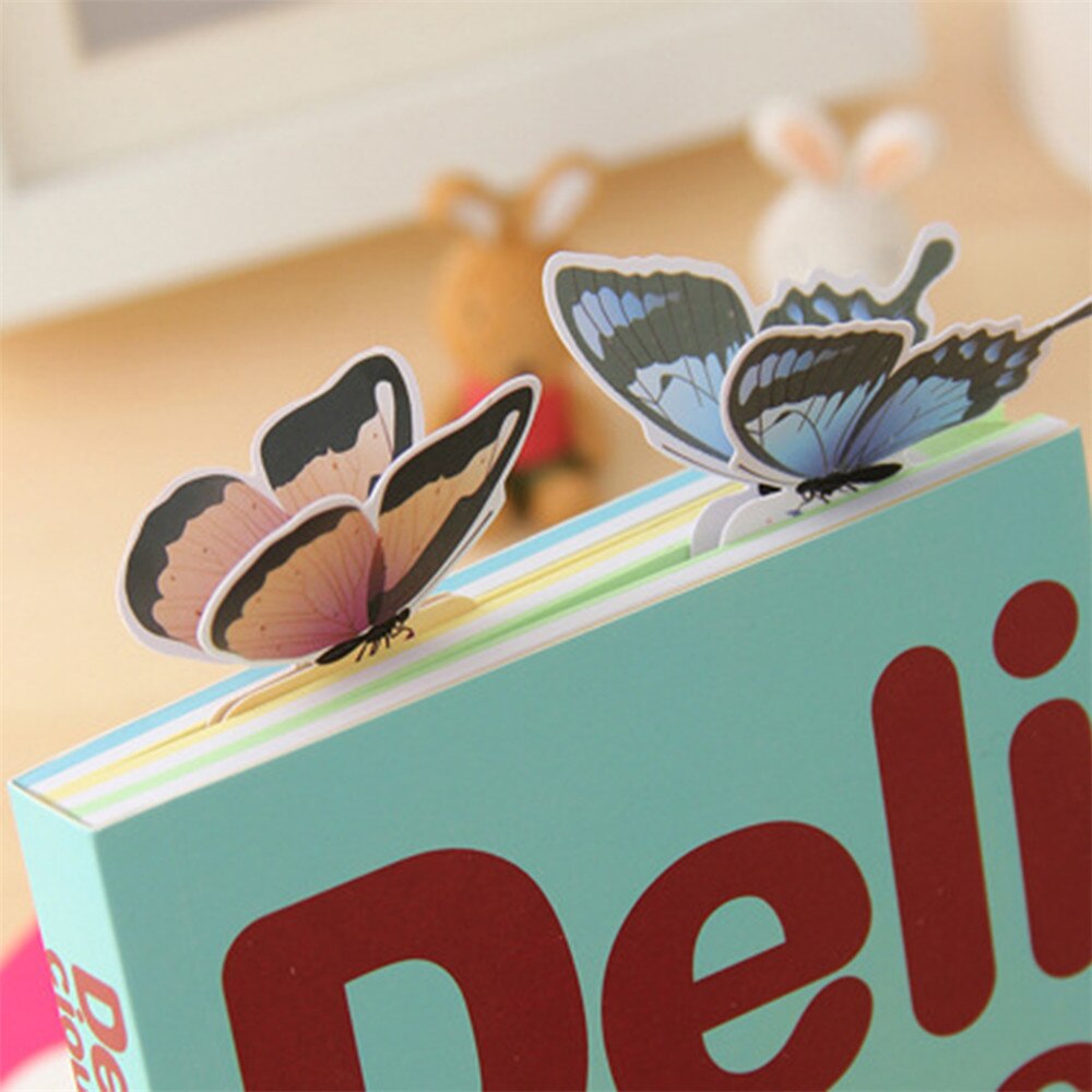 Marcapáginas 3D de mariposa, artículos de novedad libro de marcas Kawaii, Clip de papel para libros, para niñas, material de oficina escolar, 1 Uds.