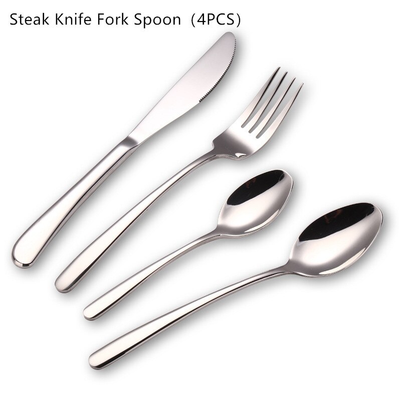 Couverts en acier inoxydable, 24 pièces, service de table, cuillère, couteau, fourchette, couteau, portugais occidental: 4SteakKnifeForkSpoon