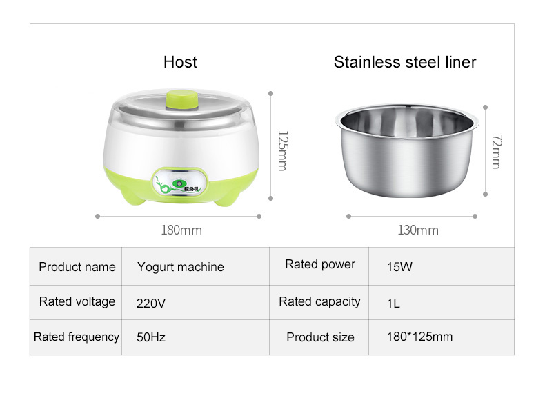 DMWD Mini Electric Yogurt Maker Automatic Yoghourt Machine Leben Natto Rice Wine Fermenter 1L Stainless Steel Liner Container EU