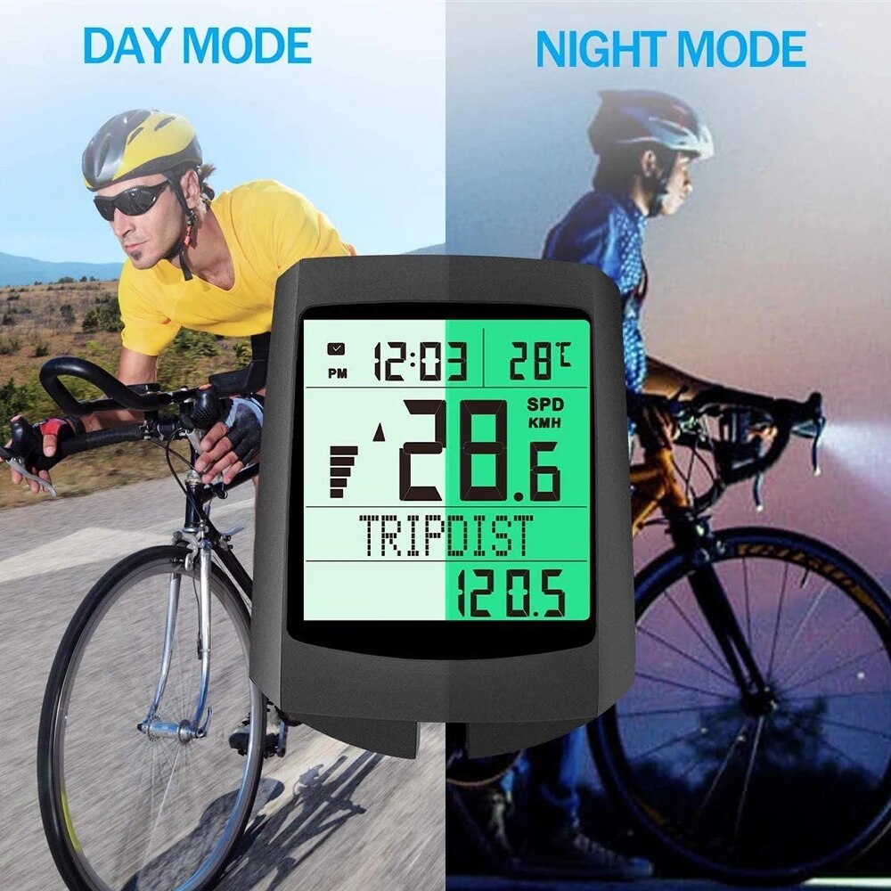 Mountain bike road bike speedometer bicycle odometer LCD display LED light wireless bicycle speedometer bicycle speedometer