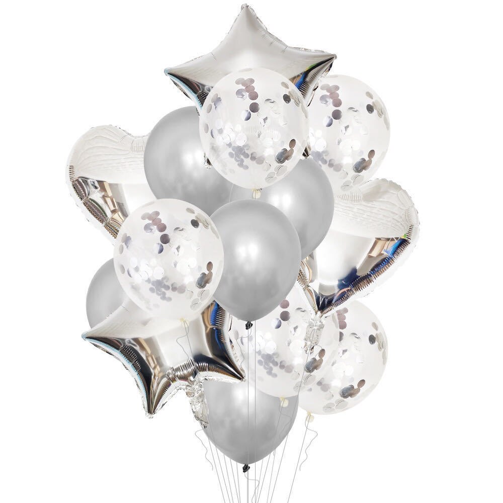 14 stk/sæt 18 tommer hjerte stjerne folie balloner 12 tommer latex konfetti helium air ball globo multifarvet bryllup fødselsdagsfest forsyninger: T11