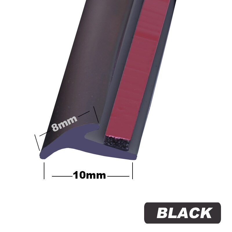 Universal auto gummipakninger stripe skrå t-type epdm bil gummi tetning weatherstrip kant trim front støtfanger leppe for bil: 2 meter svart 8mm