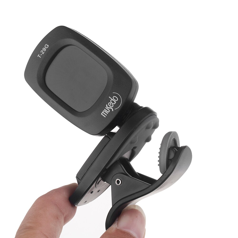 Portable LCD Guitar Tuner with A Battery 360 Degree Rotatable Clip-on Guitar Tuner with Auto Power on/off Musedo T-29G