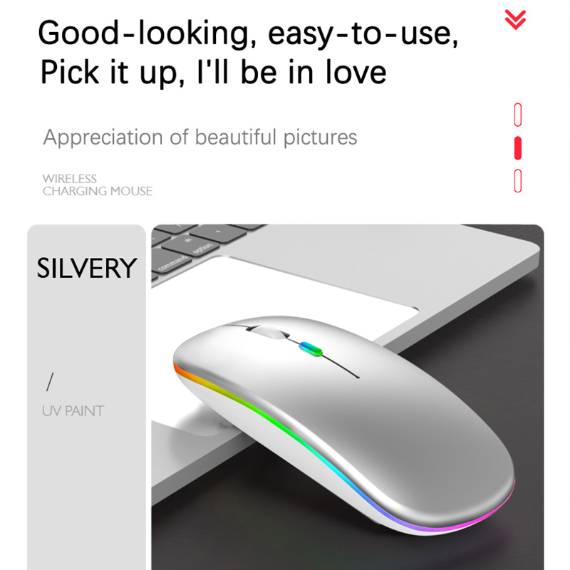 Bluetooth trådløs mus rgb genopladelig mus lydløs mause 2.4g 1600 dpi ergonomisk gaming mus til computer bærbar pc macbook