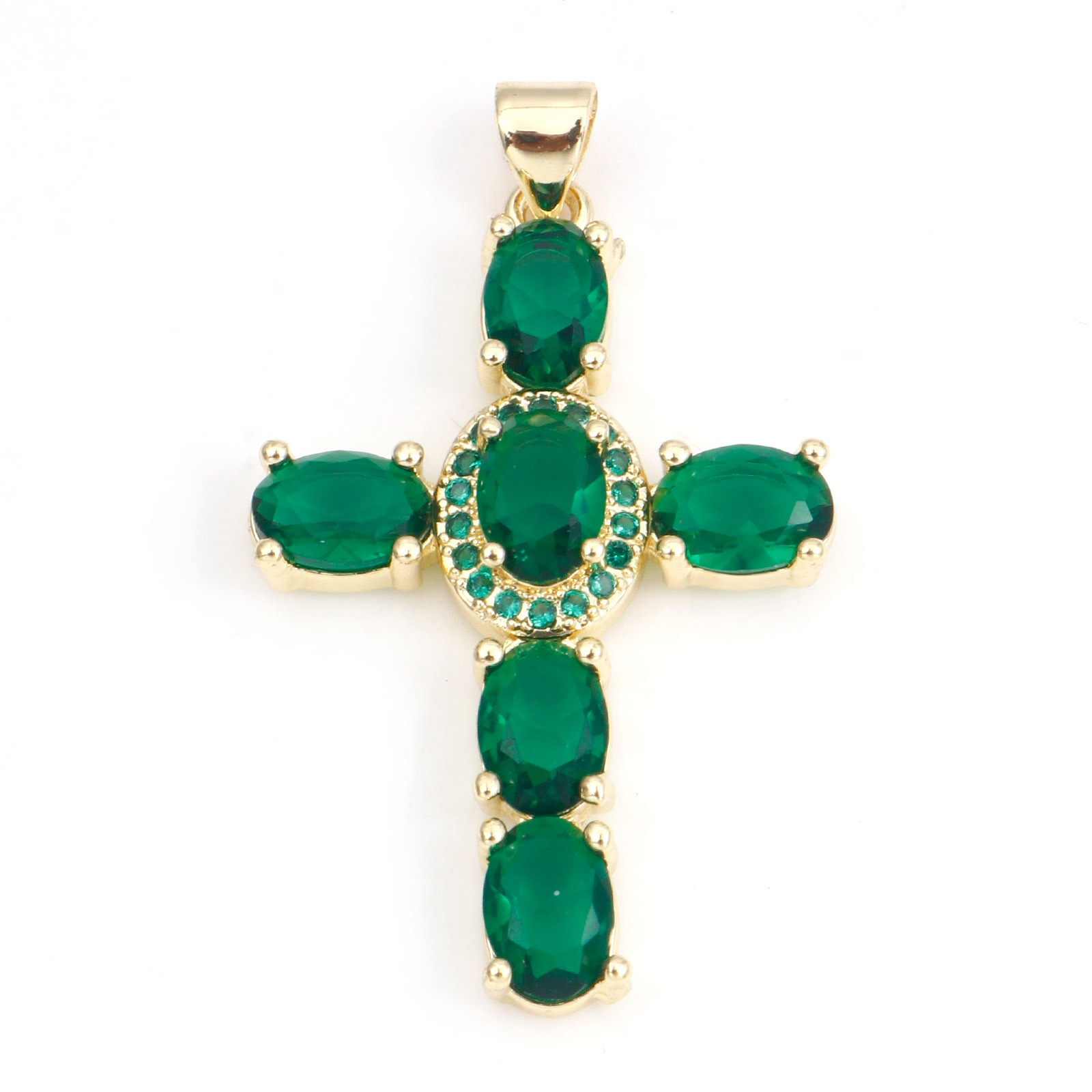 Colgantes de Cruz religiosa de cobre para mujer, abalorios de Metal de Color dorado Multicolor, para hacer collares, pulseras, joyería de 4cm x 2,3 cm, 1 unidad: Color dorado