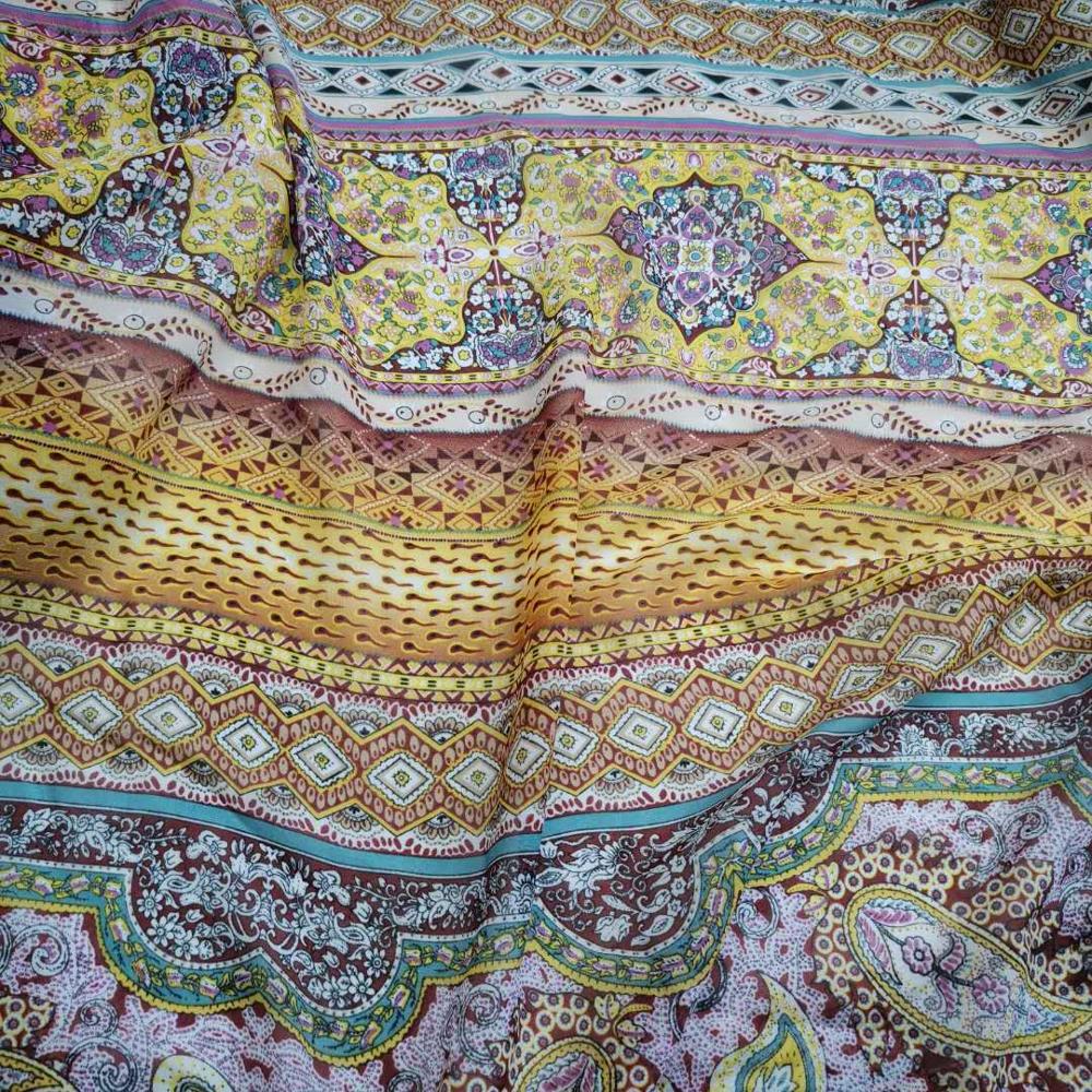 Etnisk chiffon tørklæde stof paisley ferskenhud sommer skjorte nederdel kjole trykning stof