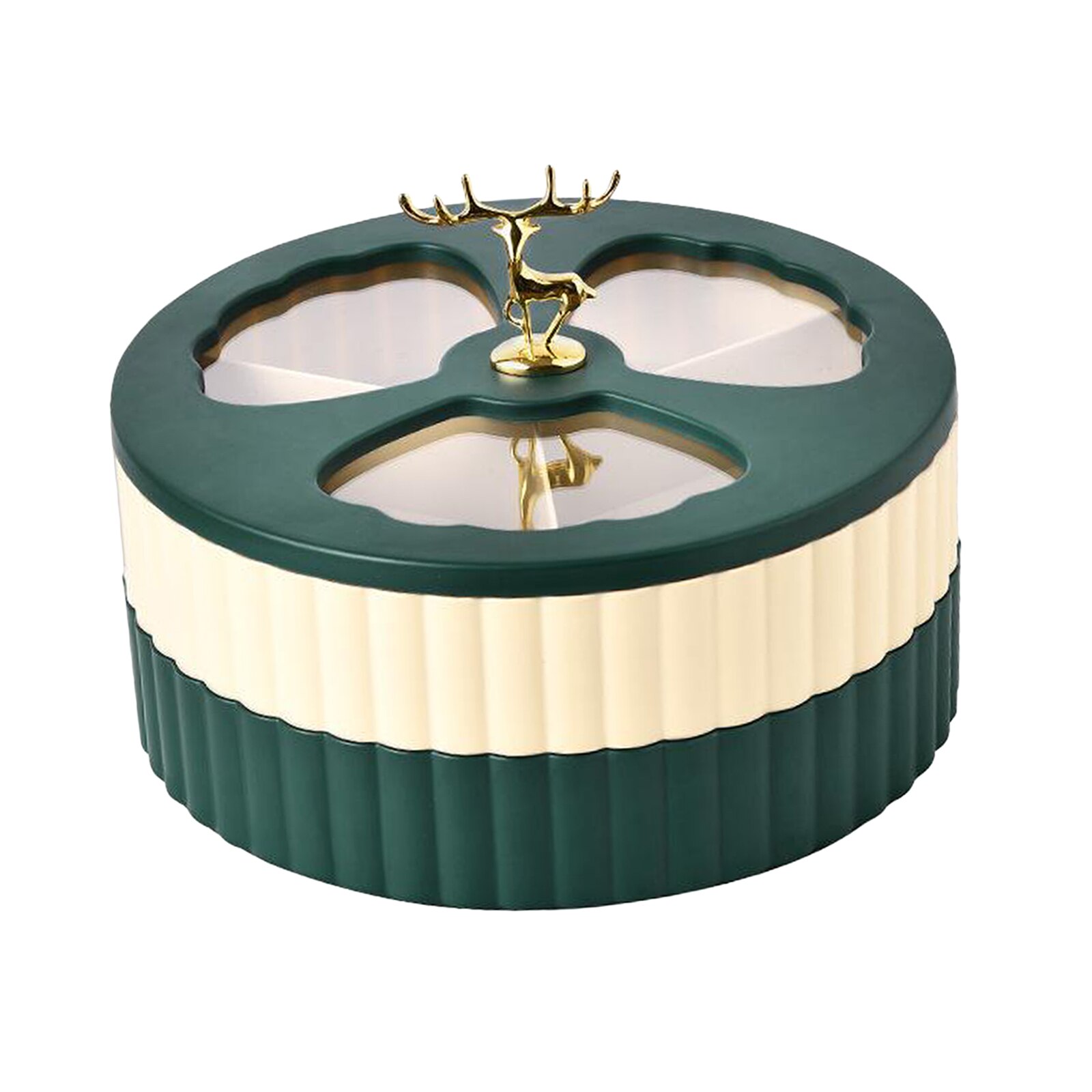 1/2/ Rotating Snack Containers Nut Serving Platter w/ 3 Compartments: Double Deck