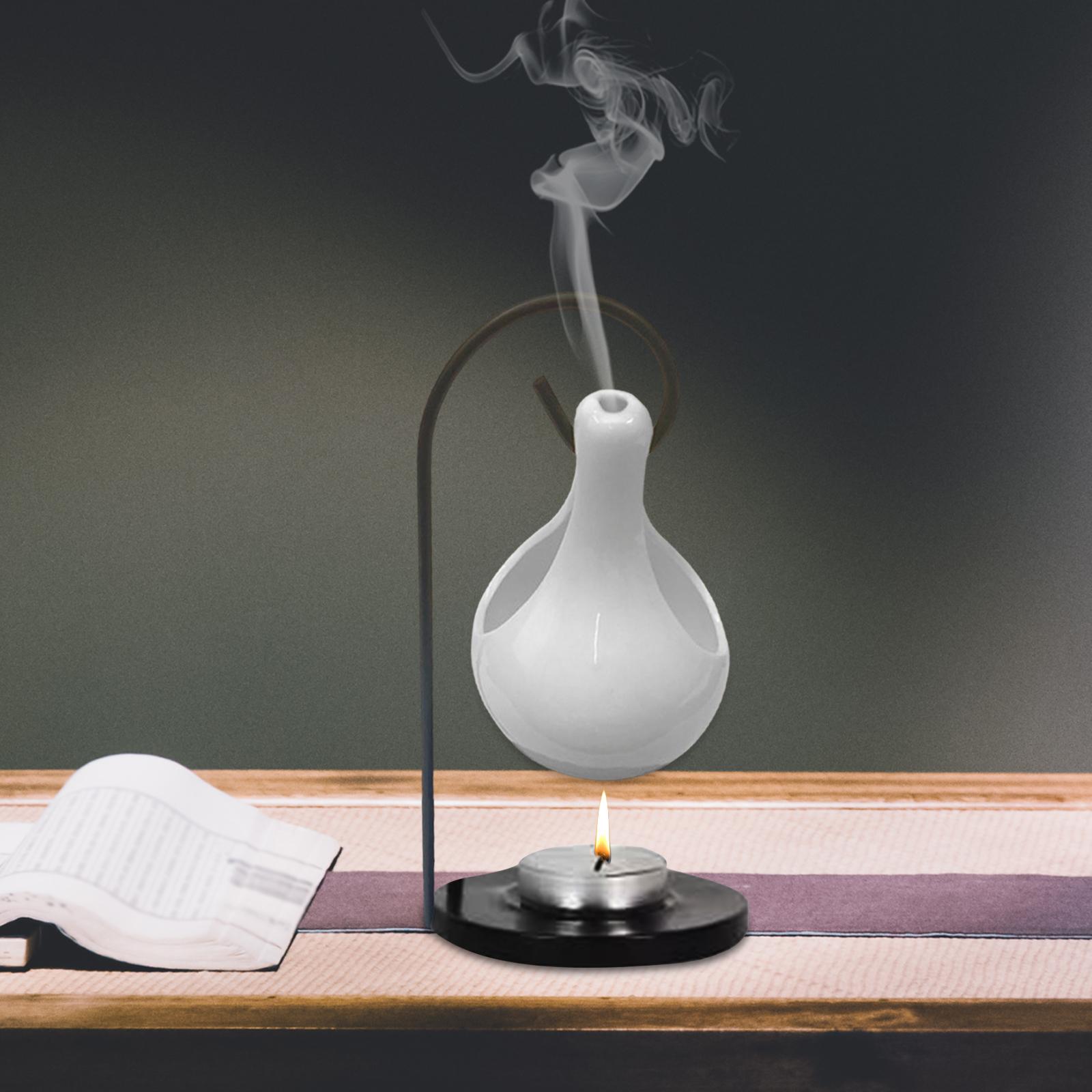 Keramische Kaarshouder Essentiële Olie Brander Diffuser Oven Warmer Theelichtje Kaars Houten Basis Lamp Porselein Woonkamer Decor