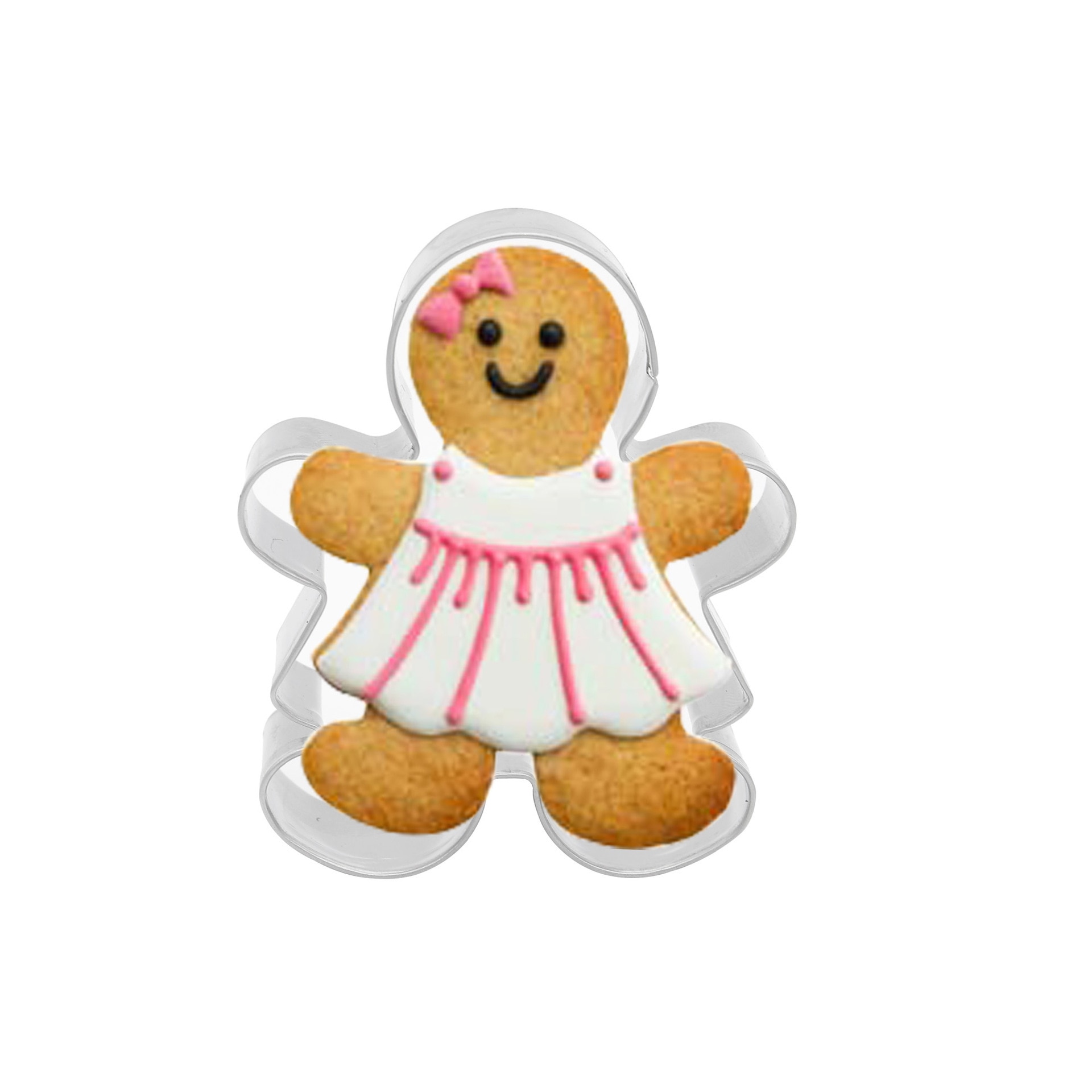 Vrouwelijke Gingerbread Man Rvs Kerst Diy Cut Mold Cookie Mold Vorm Fondant Gereedschap
