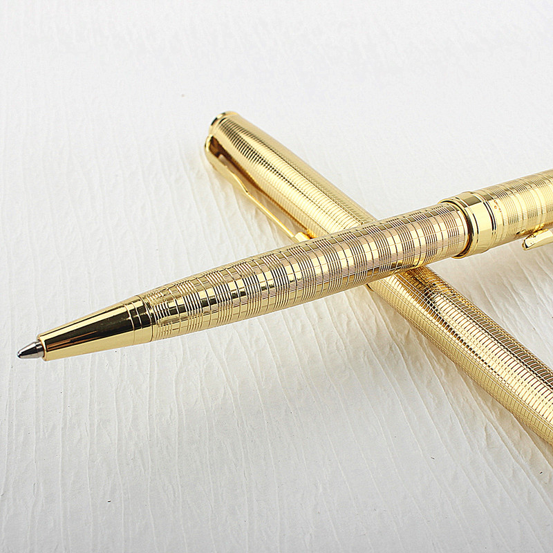 Luxus Metall Rollerball Stift 0,7mm blaue Tinte Stahl Gold Geschäft Signatur Stifte für Schul büro Schreib zubehör Briefpapier