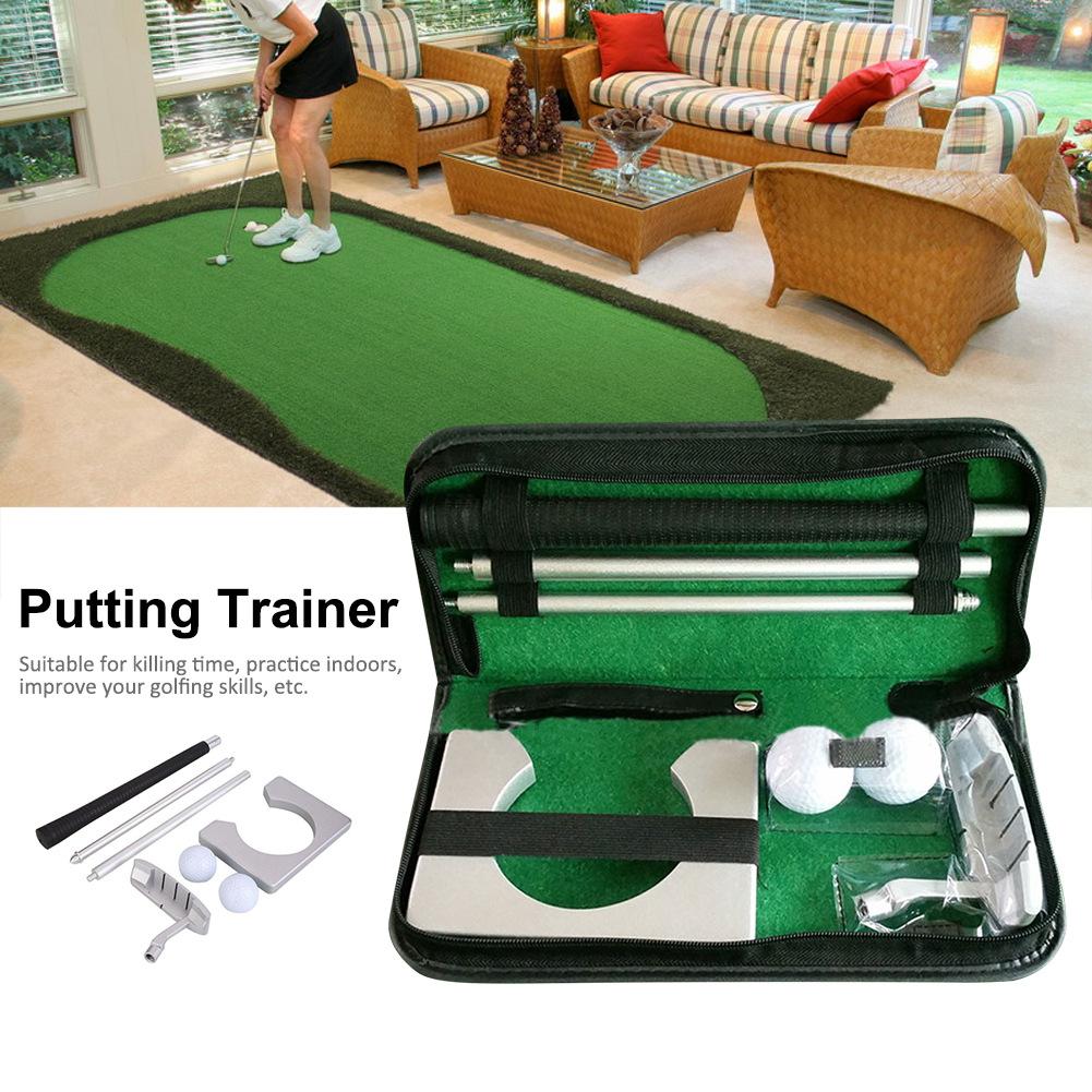 Portable Golf Putter Putting Trainer Set Indoor Training Equipment Golfs Ball Holder Training Aids Tool With Carry Case