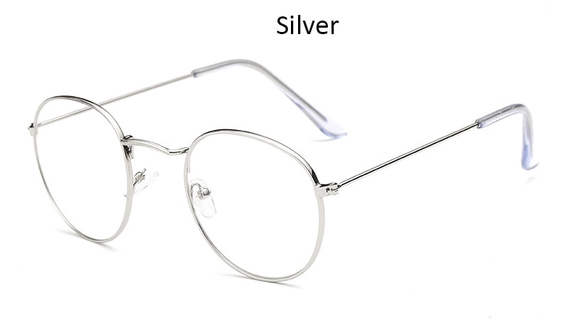 Rund brillestel dame retro vintage oval brillestel gennemsigtig optisk kvinde brille klar linse dame: Sølv