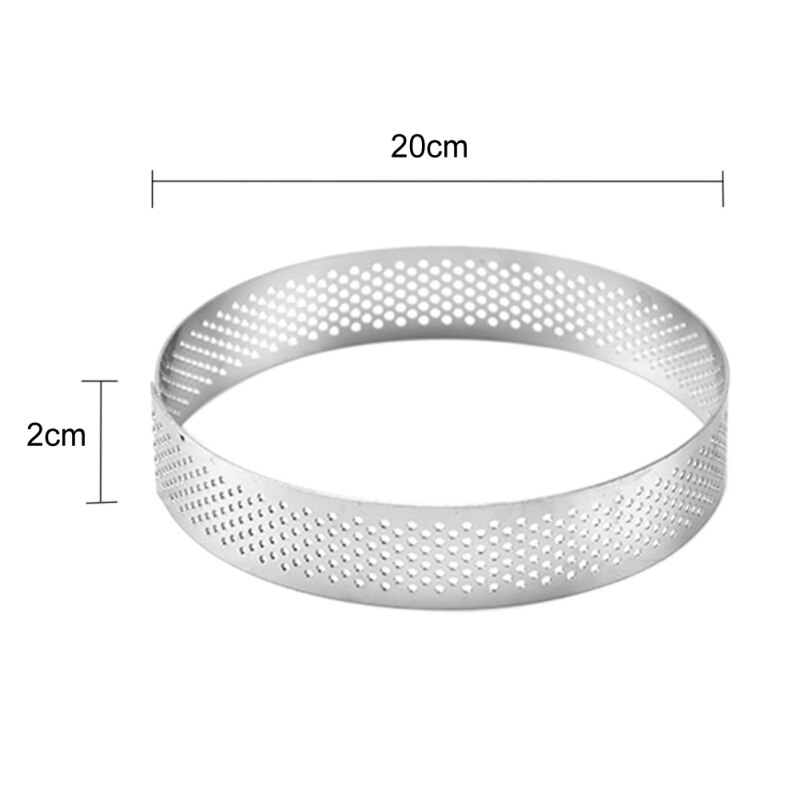 6-10 Cm Ronde Geperforeerde Ademende Mousse Cake Ring non-stick Rvs Cake Ring Cake Tool, ademend Taart Ring: 20cm