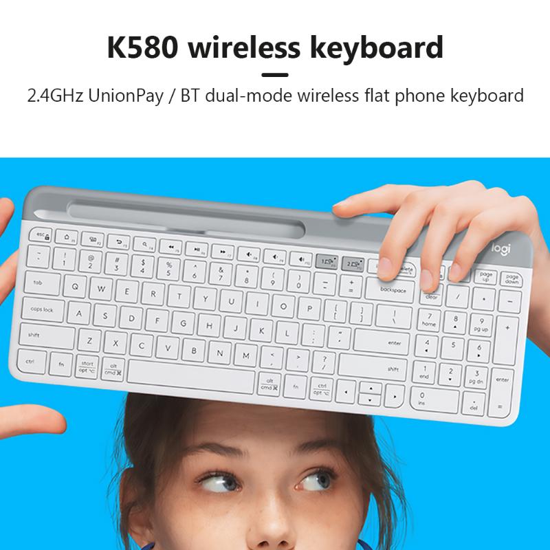 Logitech K580 sans fil Ultra-mince clavier double 2.4G/Bluetooth unifiant clavier de bureau pour ordinateur de bureau ordinateur portable tablette clavier