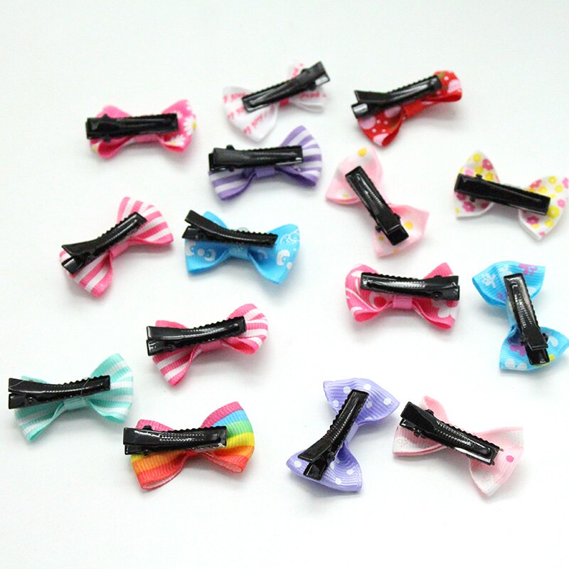 100 pz/lotto Accessori per Capelli Piccola clip di capelli per le ragazze mini 3 centimetri Arco Dolce di Stampa Del bambino Della Ragazza Dei Bambini Forcelle Bambini barrette