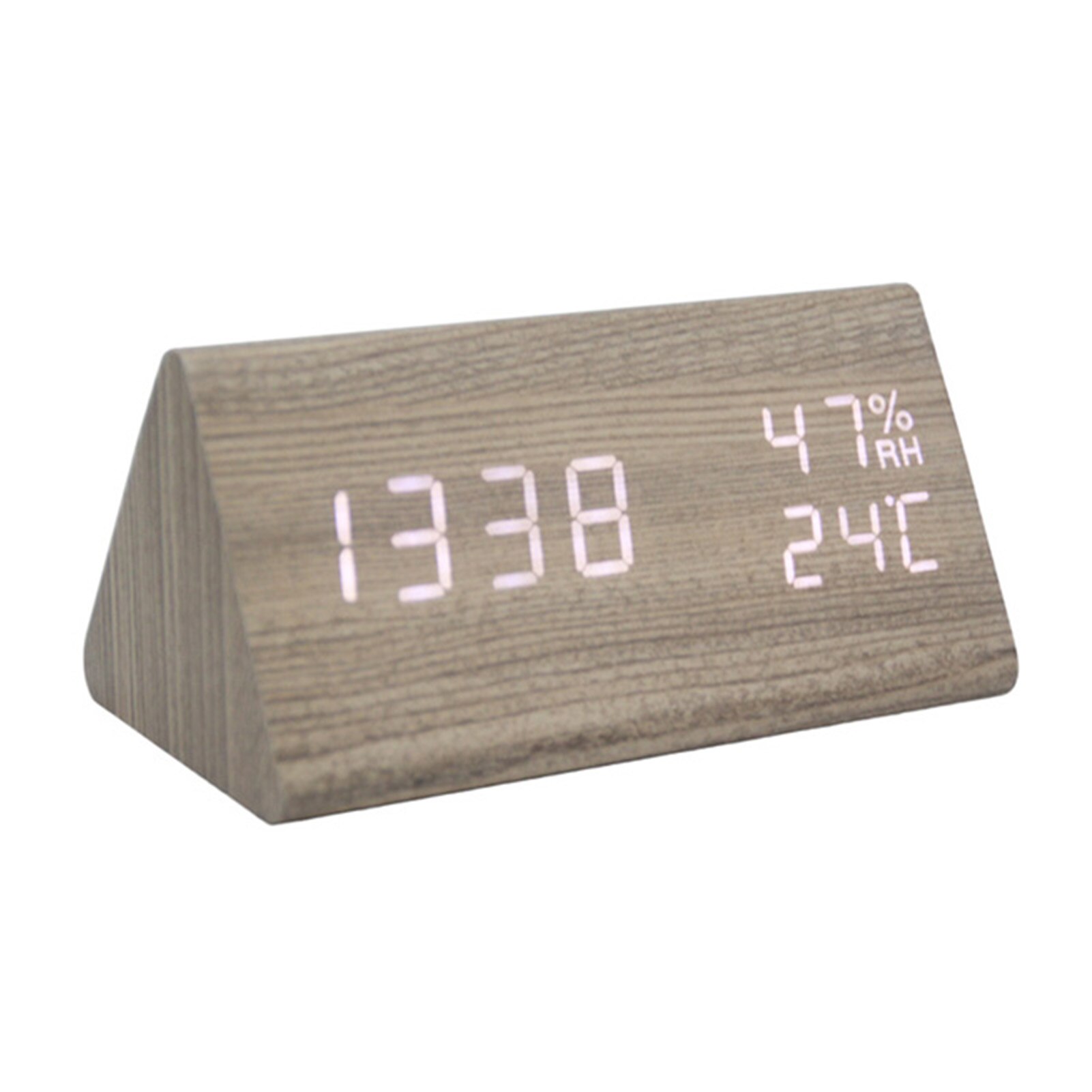 Multifunctional Wooden Clock LED Digital Clock Camphor Wood Grain Wood Clock Mute Sound Control LED Electronic Alarm Clock