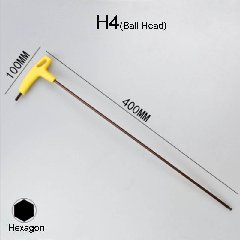 1PCS T-Handle Hex Key Wrench 400mm Flat/Ball head Hex Socket Screwdriver Universal Double-end Wrench Allen Screws Tools: H4-400MM Ball