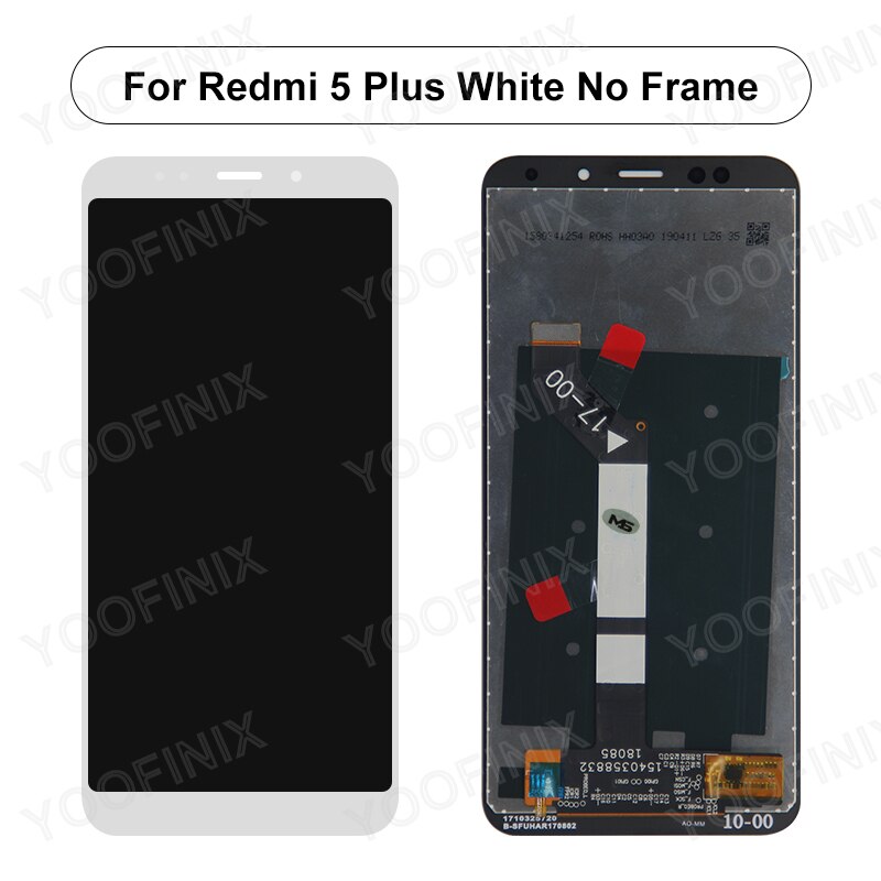 Pantalla táctil LCD Original de 5,99 pulgadas para Xiaomi Redmi 5 Plus, piezas de repuesto de digitalizador, para Redmi MEG7: White No Frame
