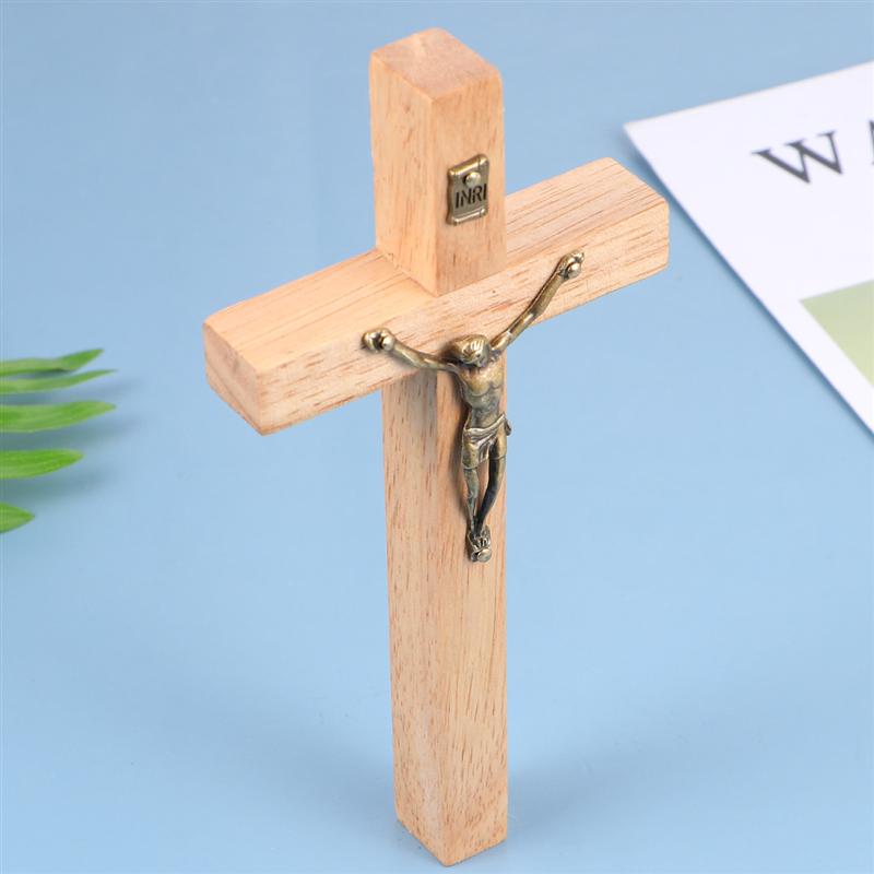 1Pc Soild Houten Kruis Zinklegering Jesus Katholieke Cross Kerk Ornamenten Decoraties (Zwart)