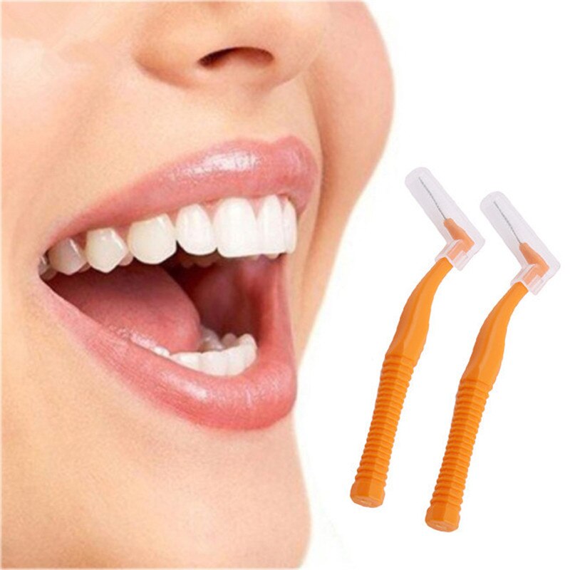 20Pcs/box L Shape Push-Pull Interdental Brush Oral Care Teeth Whitening Dental Tooth Pick Tooth Orthodontic Toothpick ToothBrush