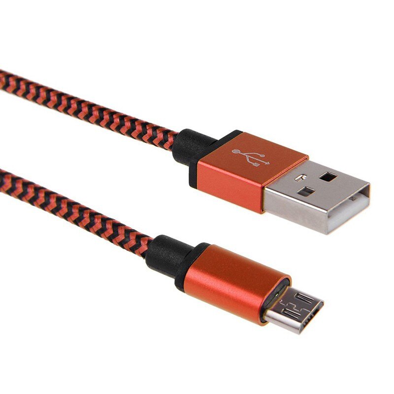 20 cm 1 m 2 3m Micro USB Cabo Curto USB Sincronização de Carregamento Rápido Nylon Cabo de Dados Do Telefone Móvel Android adaptador de Cabo do Carregador para Samsung: Laranja / 20cm