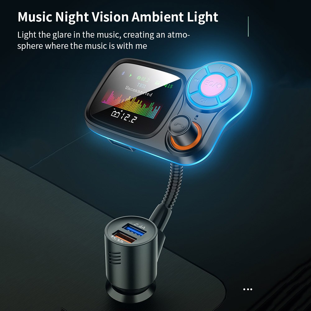 Draadloze Fm-zender Carkit Handsfree Kleur Screen MP3 Speler Snelle Lading Quick Charge Bluetooth 5.0 Led Hoge Muziek