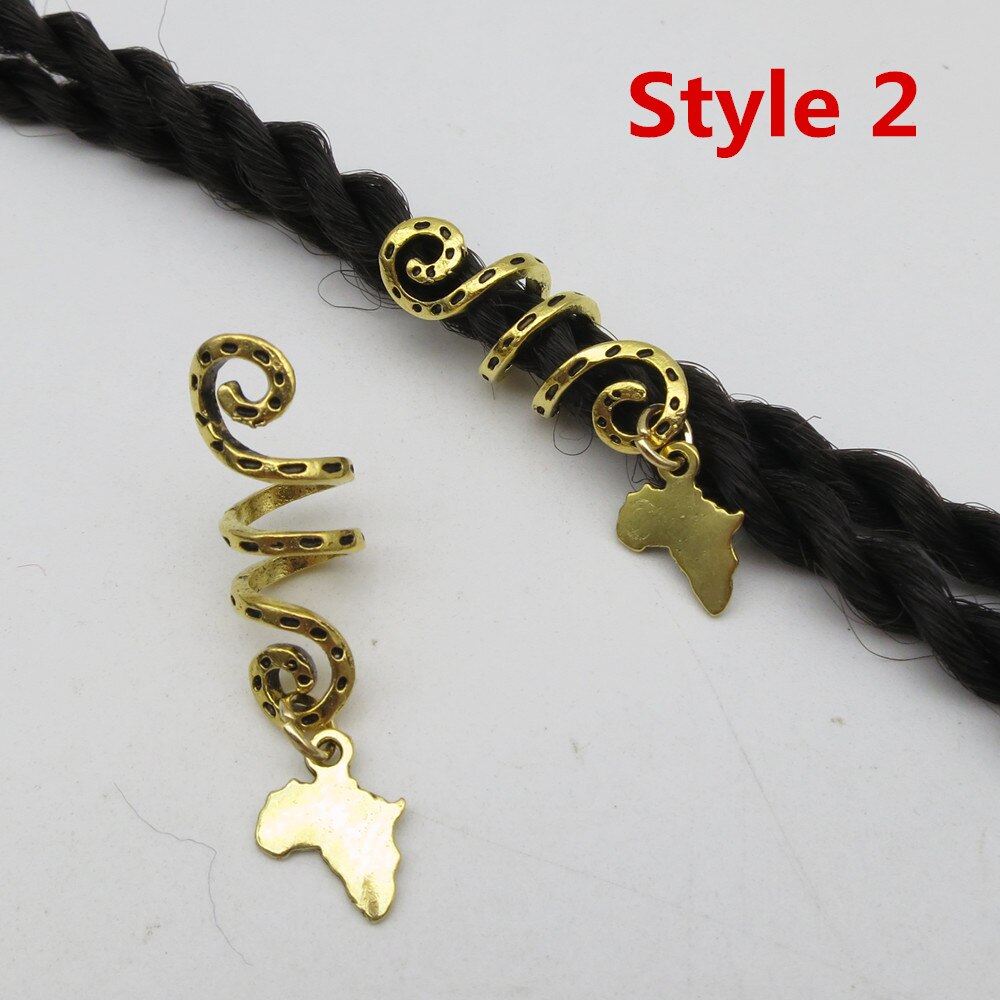 Breloques tressées dorées en spirale Viking, différentes breloques pour cheveux, redoute barbe, redoulock perles, clips, anneaux, accessoires pour cheveux, 2 pièces/paquet