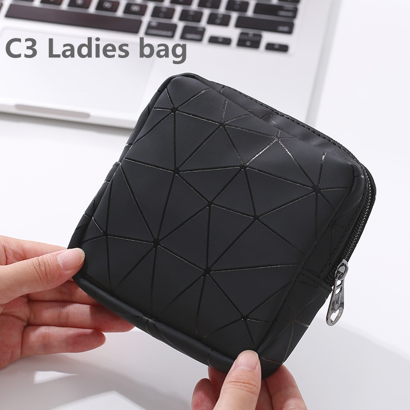 Neceser de PU con entramado de diamantes, organizador de viaje resistente al agua para mujer, estuche de útiles de maquillaje para damas, estuche de maquillaje: C3 Ladies bag
