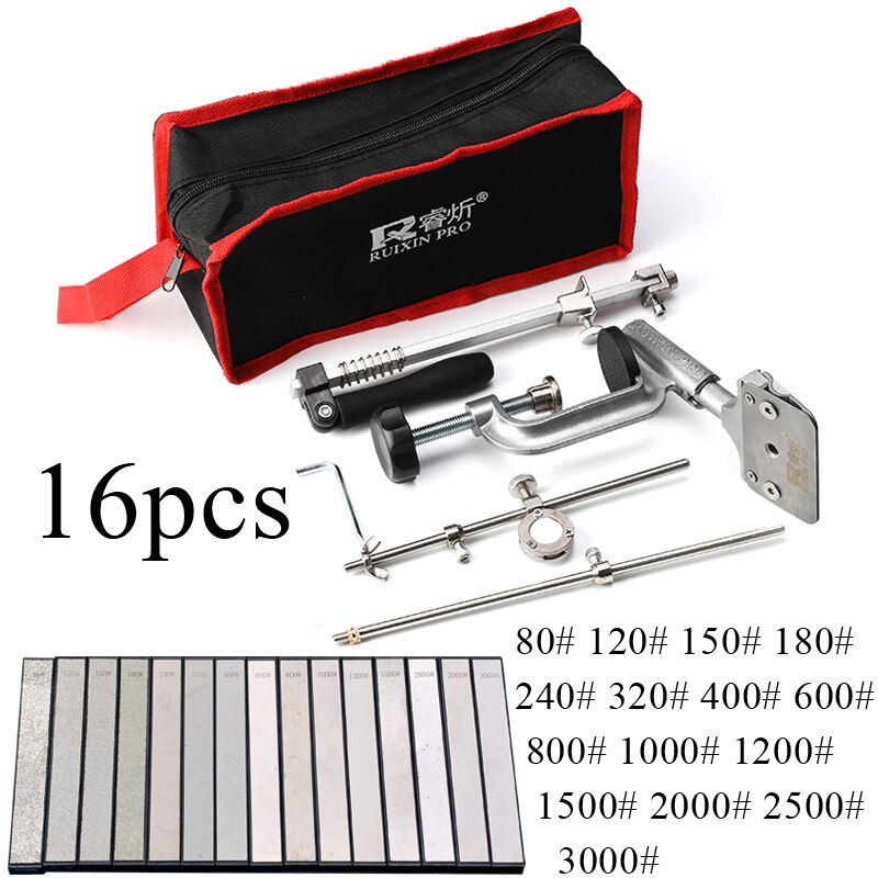 RUIXIN pro coltello rotante a 360 gradi affilacoltelli multifunzione ad angolo fisso impostato di pietra per affilare i diamanti: 16pezzi