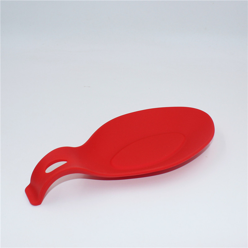 Kitchen Silicone Spoon Rest, Flexible Almond-Shaped, Silicone Kitchen Utensil Rest Ladle Spoon Holder: Red