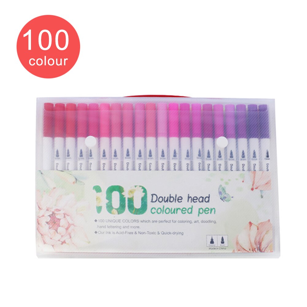 12/24/36/48/60/80/100 Colors set Dual Tip Drawing Painting Watercolor Art Marker Pens Brush Pen for School Supplies Stationery