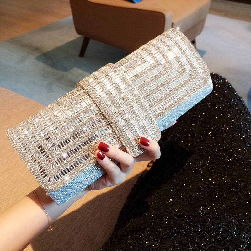 Fabrik direkte salg pind diamant tre rabat middagstaske hånd armhule kæde bryllupsfest krystal aften clutch taske