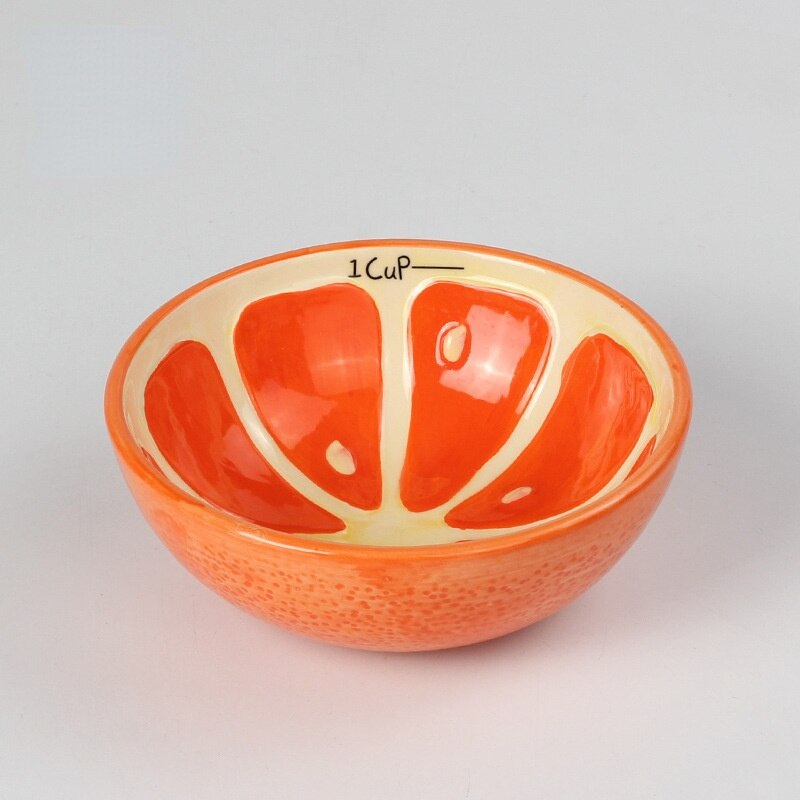 Hand-painted Fruit Ceramic Rice Dessert Bowl Japanese and Korean Home Cute Bowl Watermelon Fruit Bowl Compote: Orange