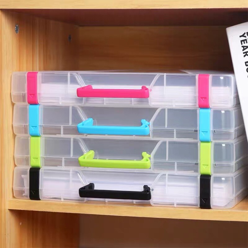 Multi-funktion gennemsigtig  a4 fil boks bærbar plastik stor kapacitet dokumentpapir opbevaring enkeltlags ringbind