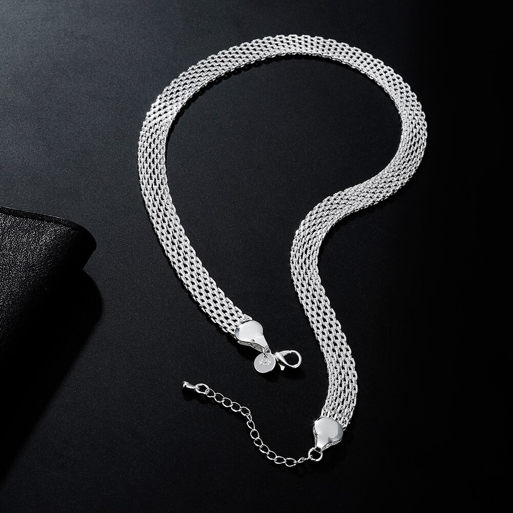 Jewelrytop Fijne 925 Zilveren 1Cm Breedte Netto Ketting Ketting Voor Vrouwen Sieraden Wedding Engagement