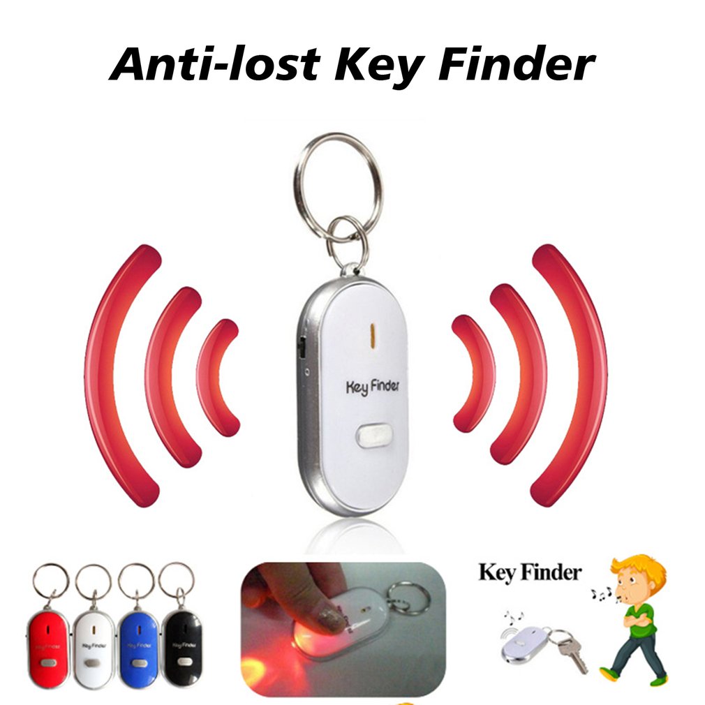 Détecteur de clé intelligent Anti-perte, capteurs de sifflet, porte-clés, traqueur LED, localisateur de claquettes de sifflet, clignotant, bip, commande sonore, alarme