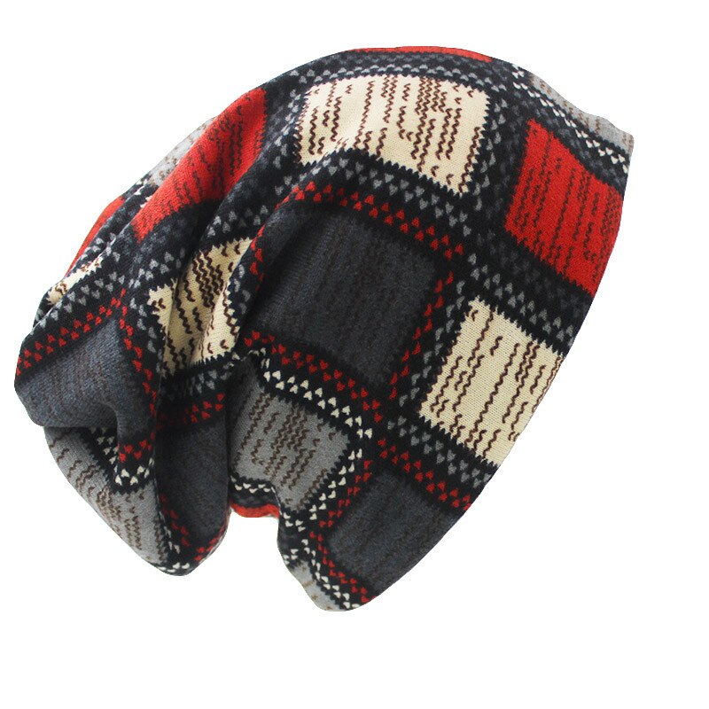 Altobefun merke høst vinter hatter for kvinner skullies og luer menn lue unisex rutete kontrast farge dame lue bht 022: C